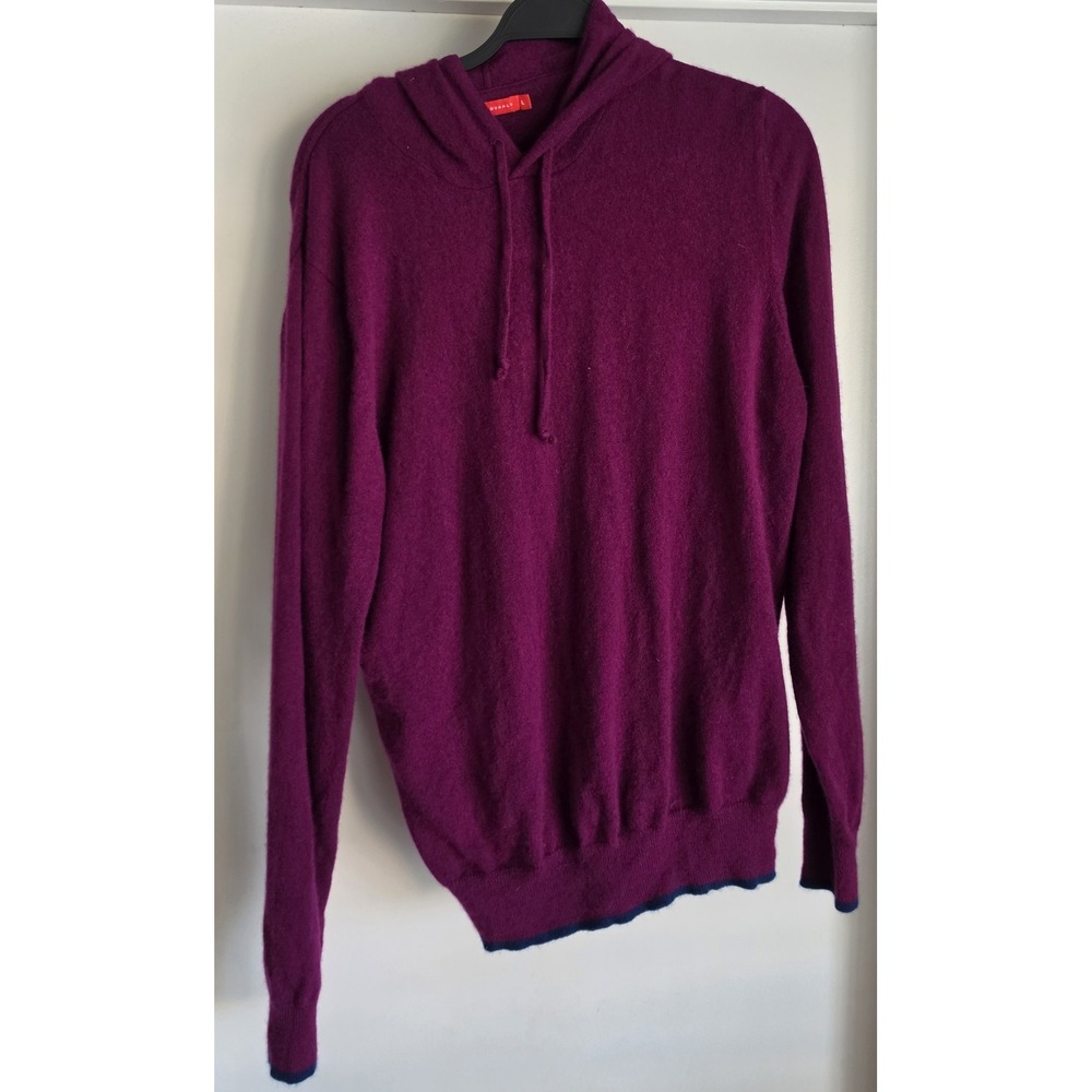 Redvanly Cashmere Hoodie L Purple Solid Pullover Sweatshirt Athleisure